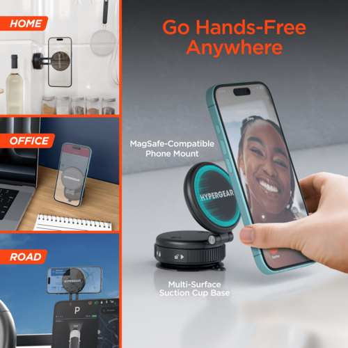 HyperGear Mag Vac Magnetic Phone Mount with Vacuum Suction Cup Base